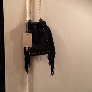 Black vegan mini-shoulder bag